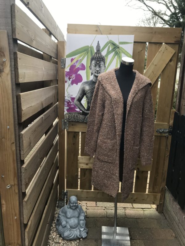 Vest gebreid lang gemeleerd caramel