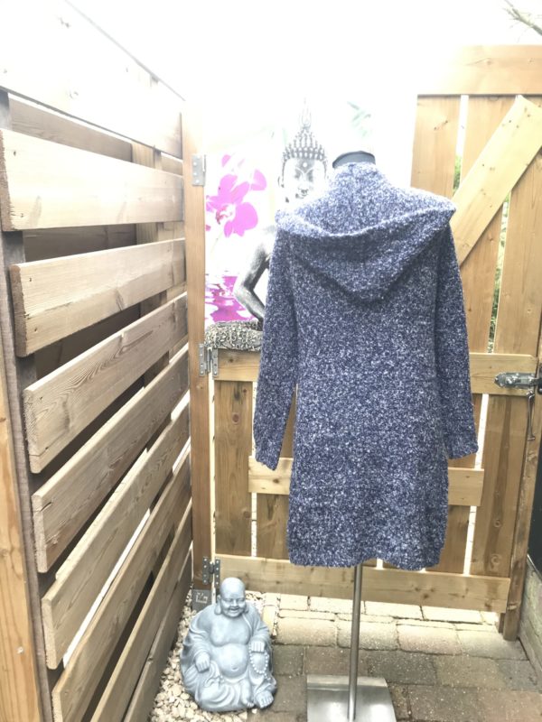 Vest gebreid lang gemeleerd blauw