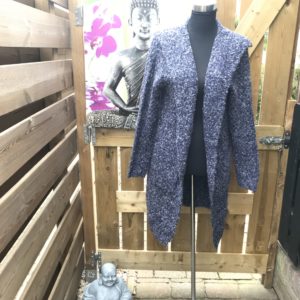 Vest gebreid lang gemeleerd blauw