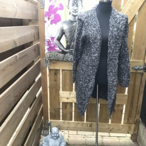 Vest gebreid lang gemeleerd zwart