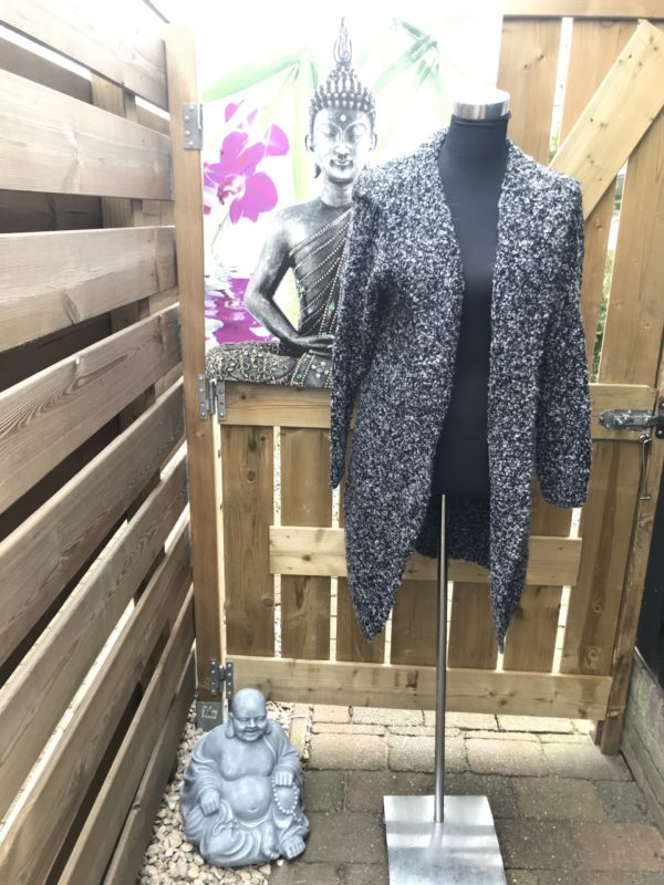 Vest gebreid lang gemeleerd zwart
